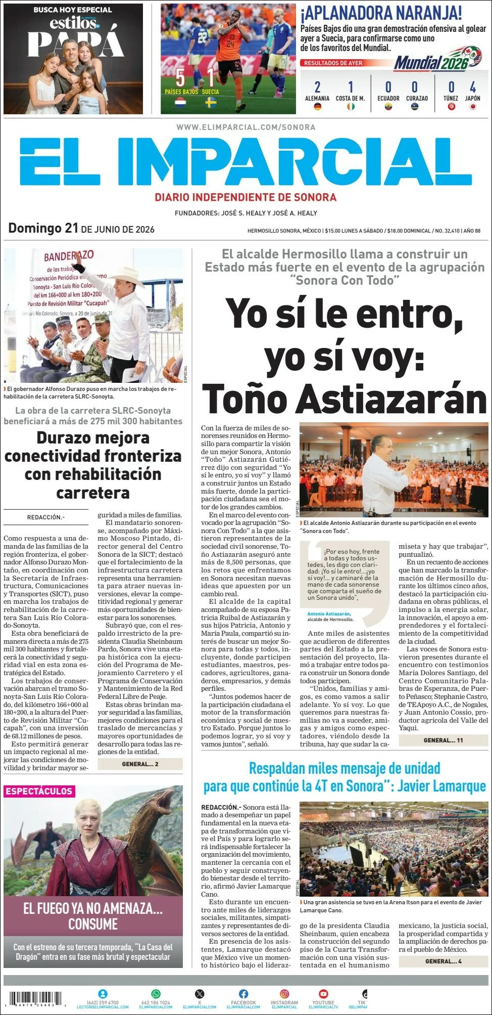 Portada de El Imparcial