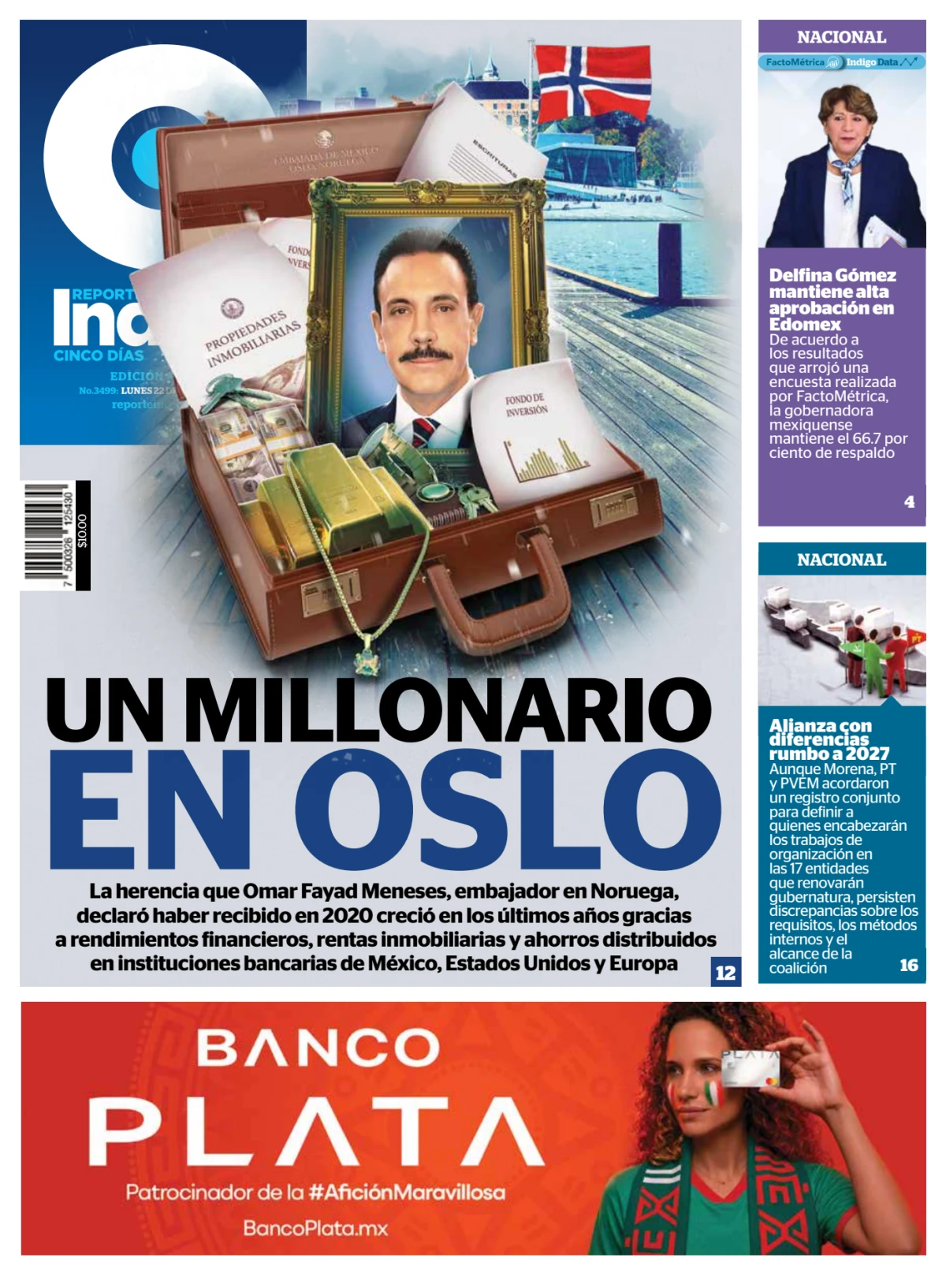 Portada de Reporte Indigo Nacional del lunes, 22 de junio de 2026