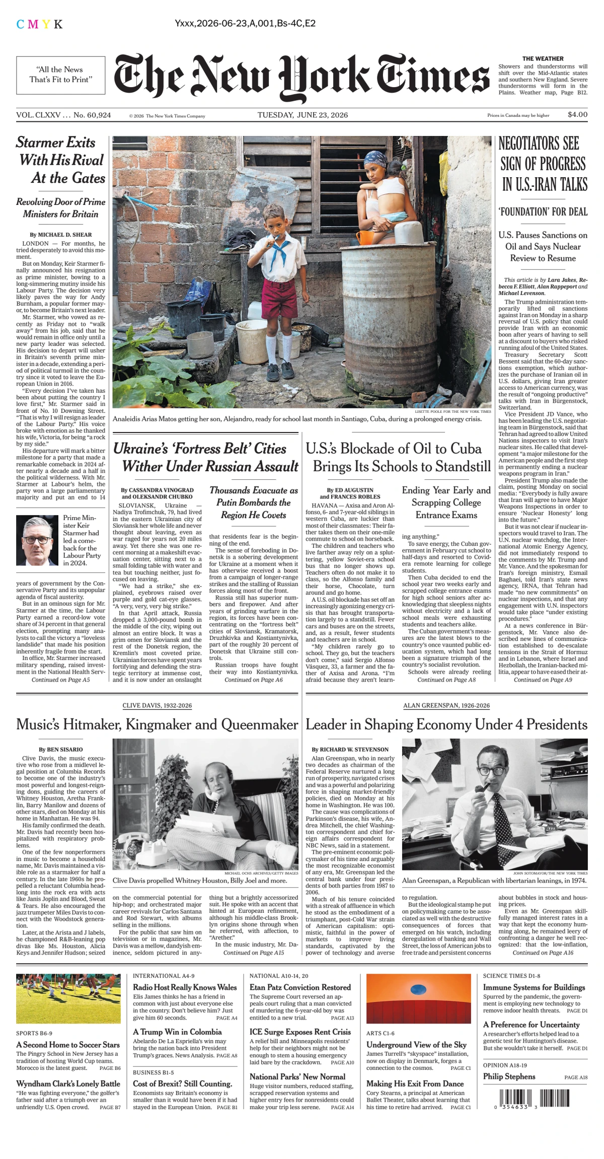 Portada de The New York Times (national) del martes, 23 de junio de 2026