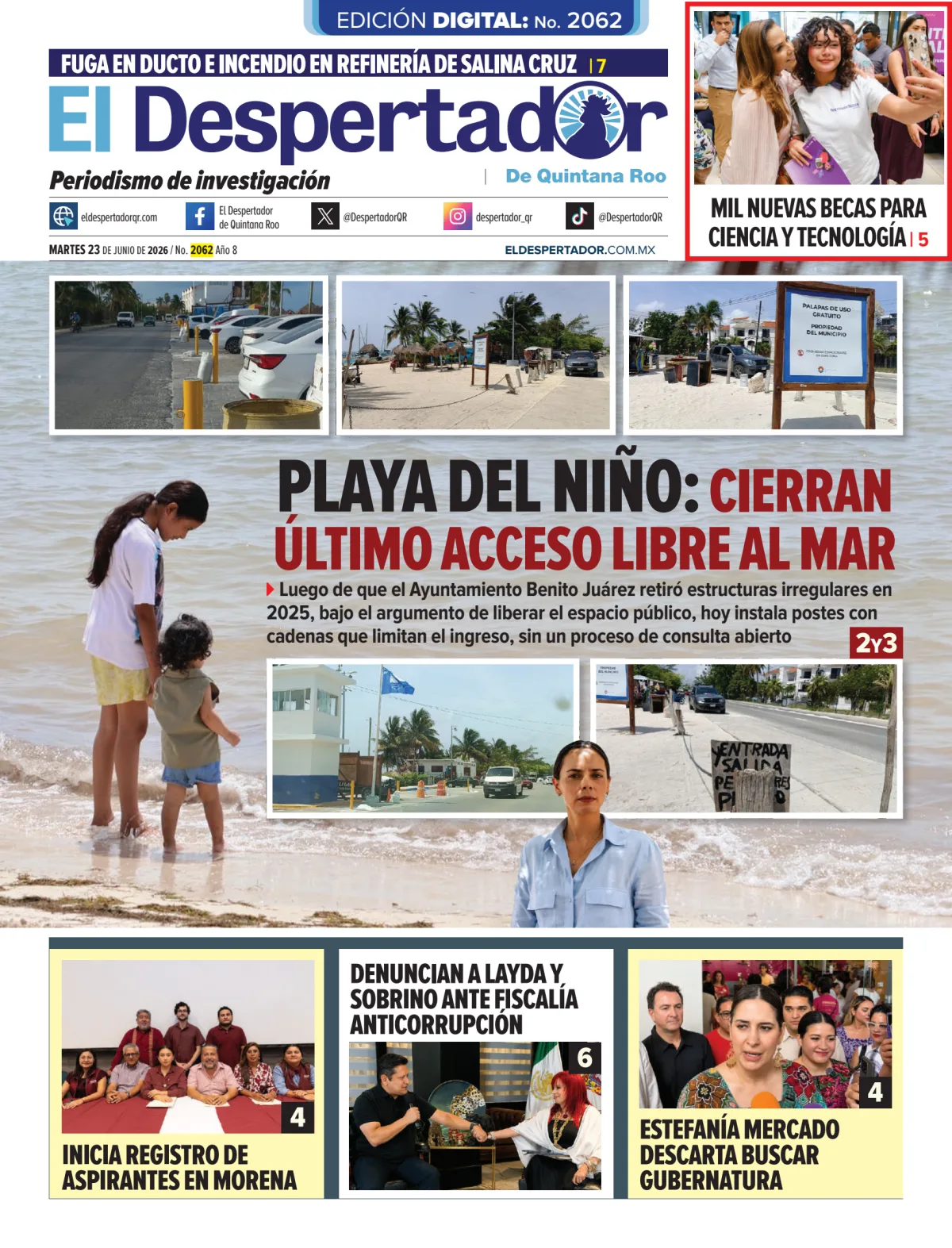 Portada de El Despertador de Quintana Roo del martes, 23 de junio de 2026