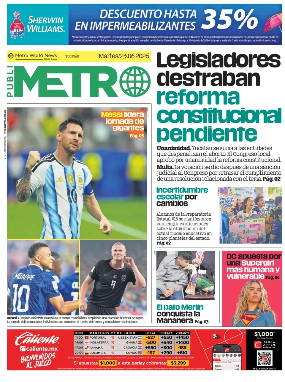 Portada de Publimetro Merida del martes, 23 de junio de 2026