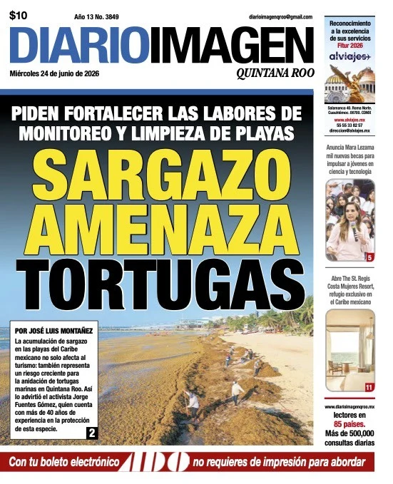 Portada de Diario Imagen Quintana Roo del miércoles, 24 de junio de 2026