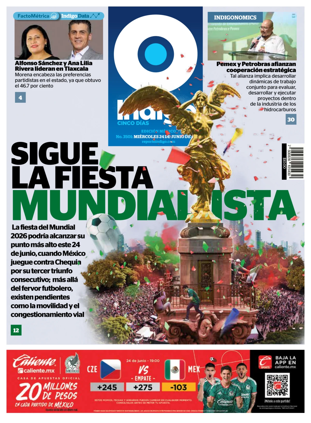 Portada de Reporte Indigo Nacional del miércoles, 24 de junio de 2026