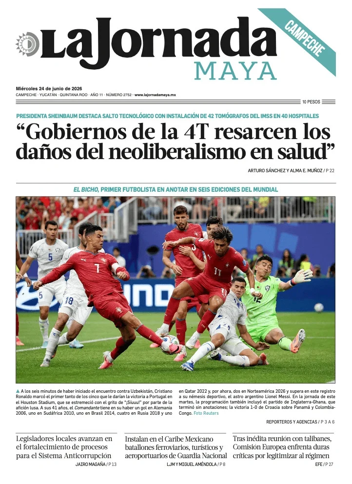 Portada de La Jornada Maya Campeche del 2026-06-24