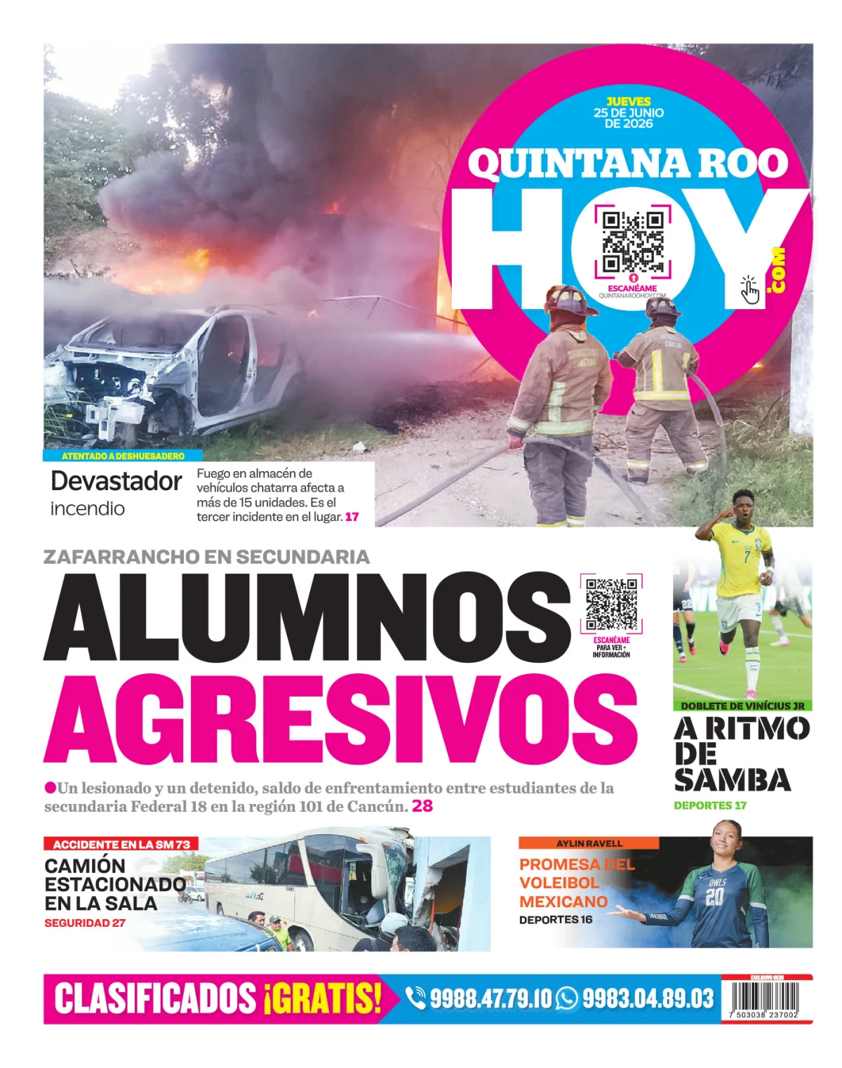 Portada de Quintana Roo Hoy (contraportada)