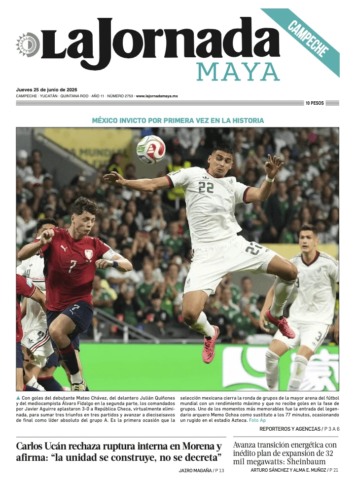 Portada de La Jornada Maya Campeche del 2026-06-25