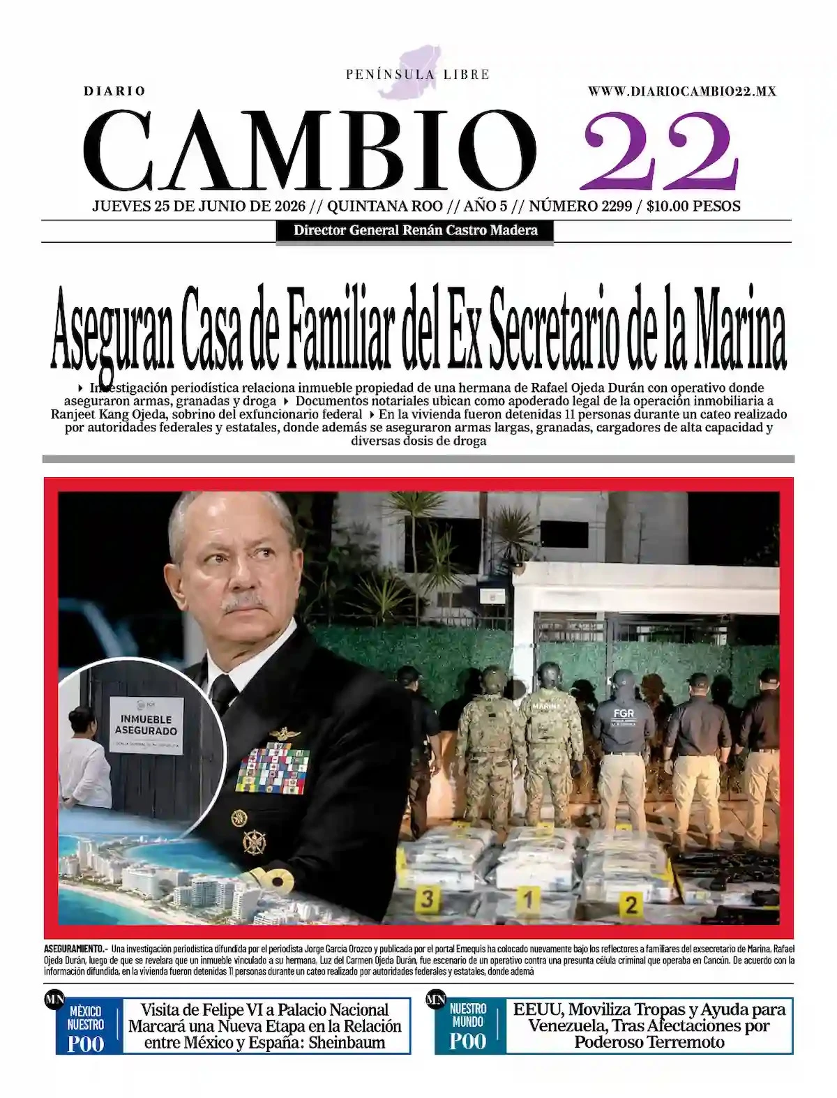Portada de Diario Cambio 22 (contraportada)