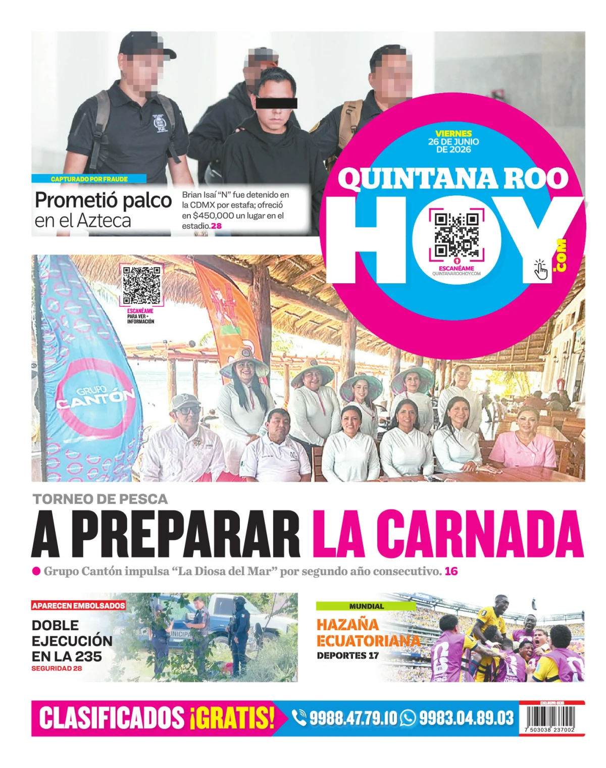 Portada de Quintana Roo Hoy (contraportada)
