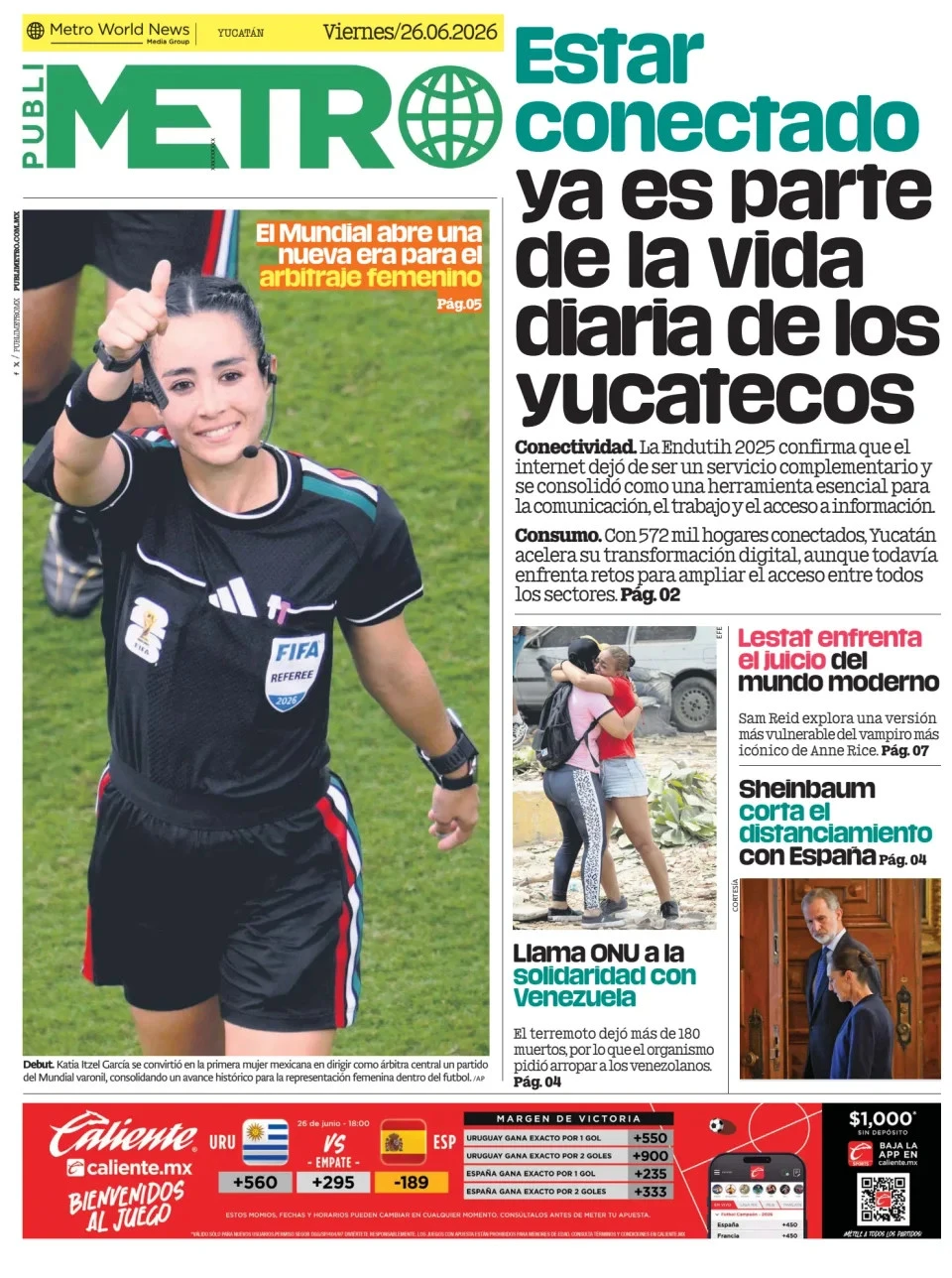 Portada de Publimetro Merida del viernes, 26 de junio de 2026
