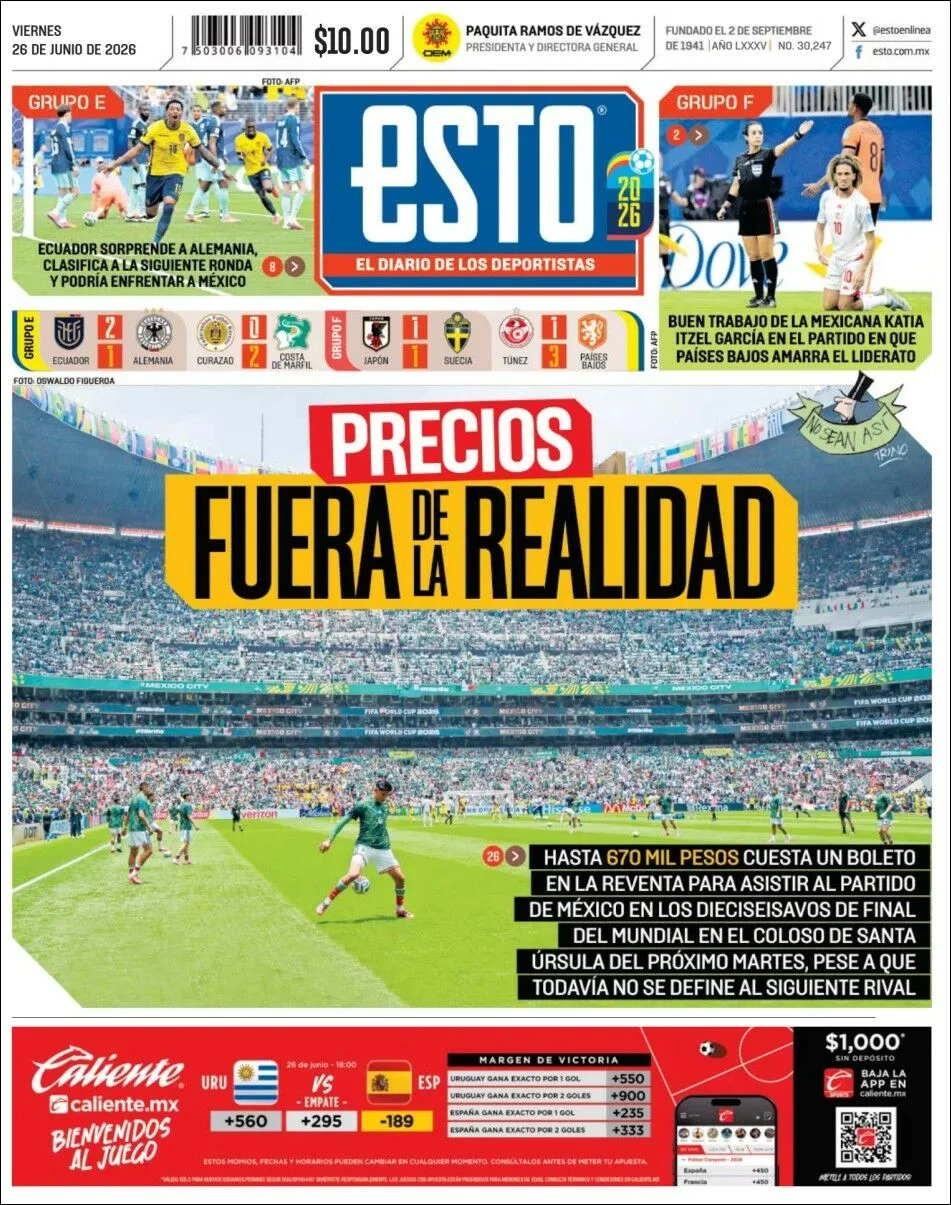Portada de Esto del viernes, 26 de junio de 2026