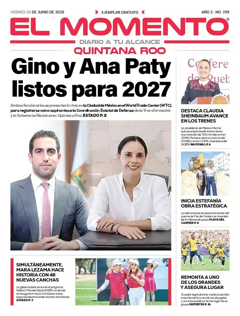 Portada de El Momento Quintana Roo del 2026-06-26
