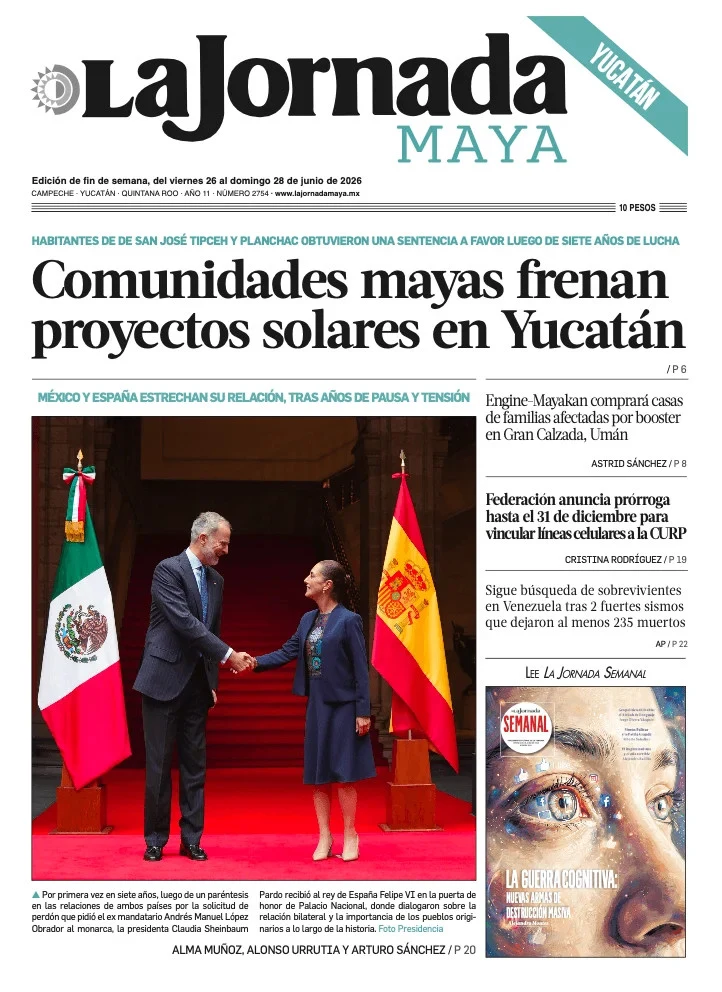 Portada de La Jornada Maya Yucatán del 2026-06-26