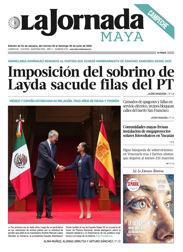 Portada de La Jornada Maya Campeche del 2026-06-26