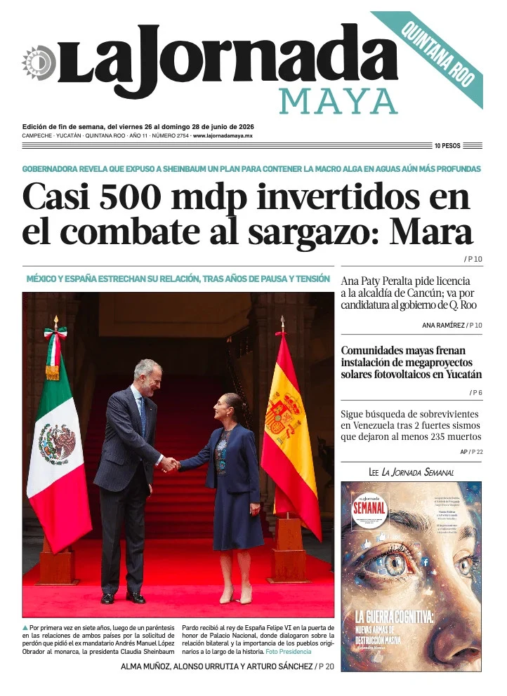 Portada de La Jornada Maya Quintana Roo del 2026-06-26