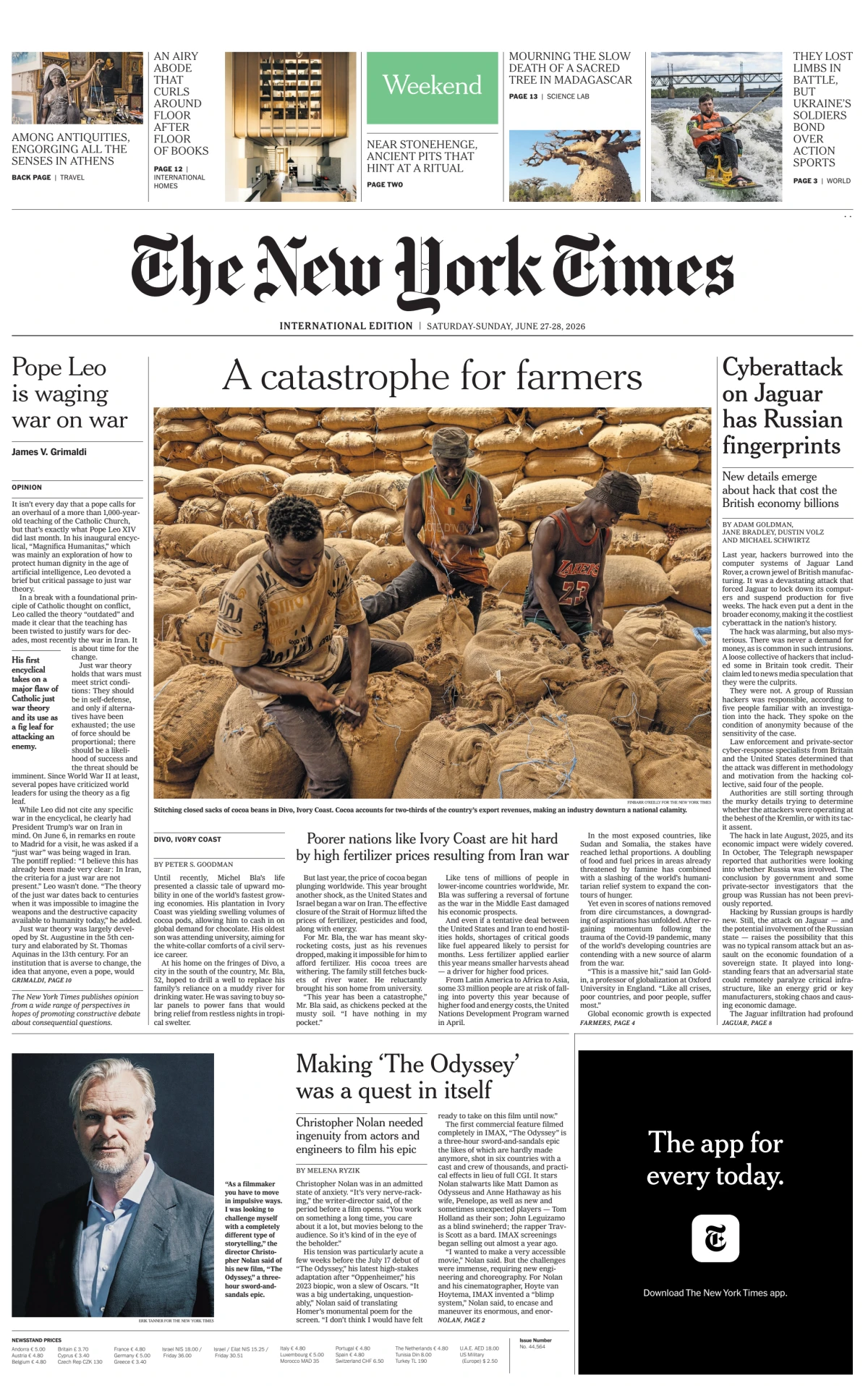 Portada de The New York Times (international)