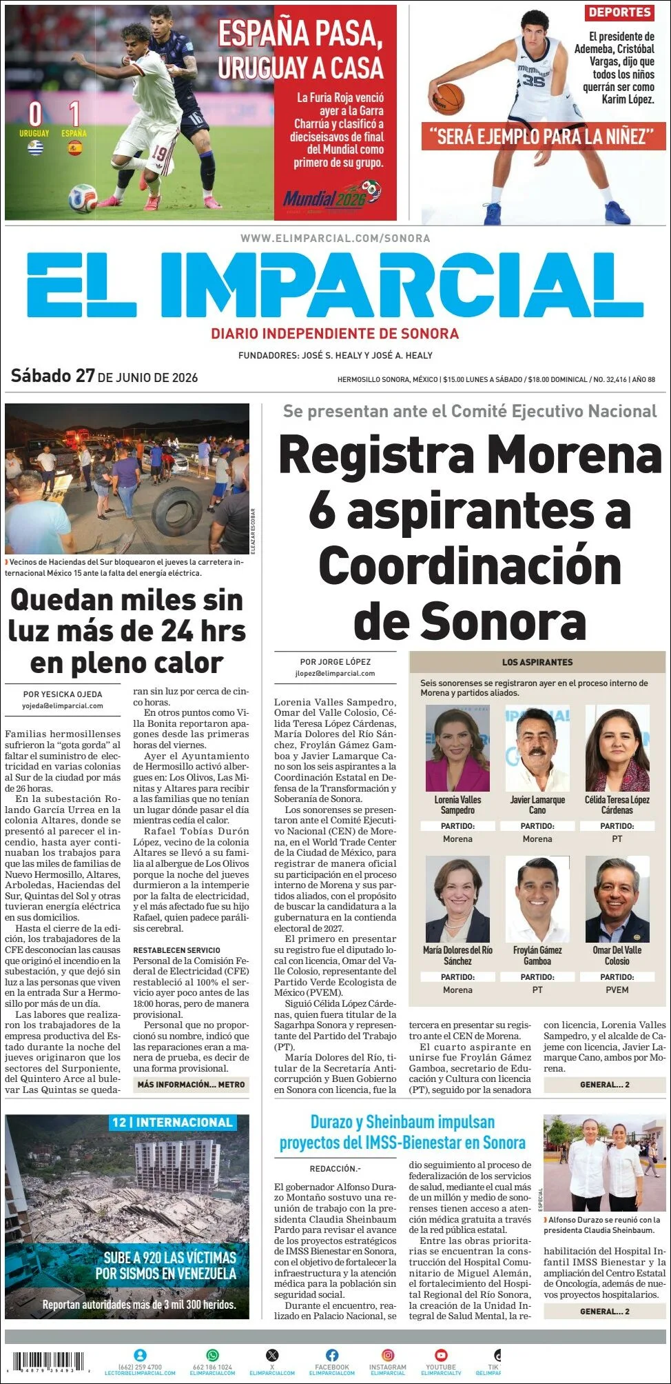 Portada de El Imparcial