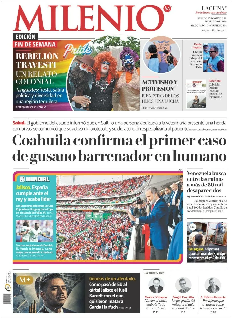 Portada de Milenio Laguna del sábado, 27 de junio de 2026