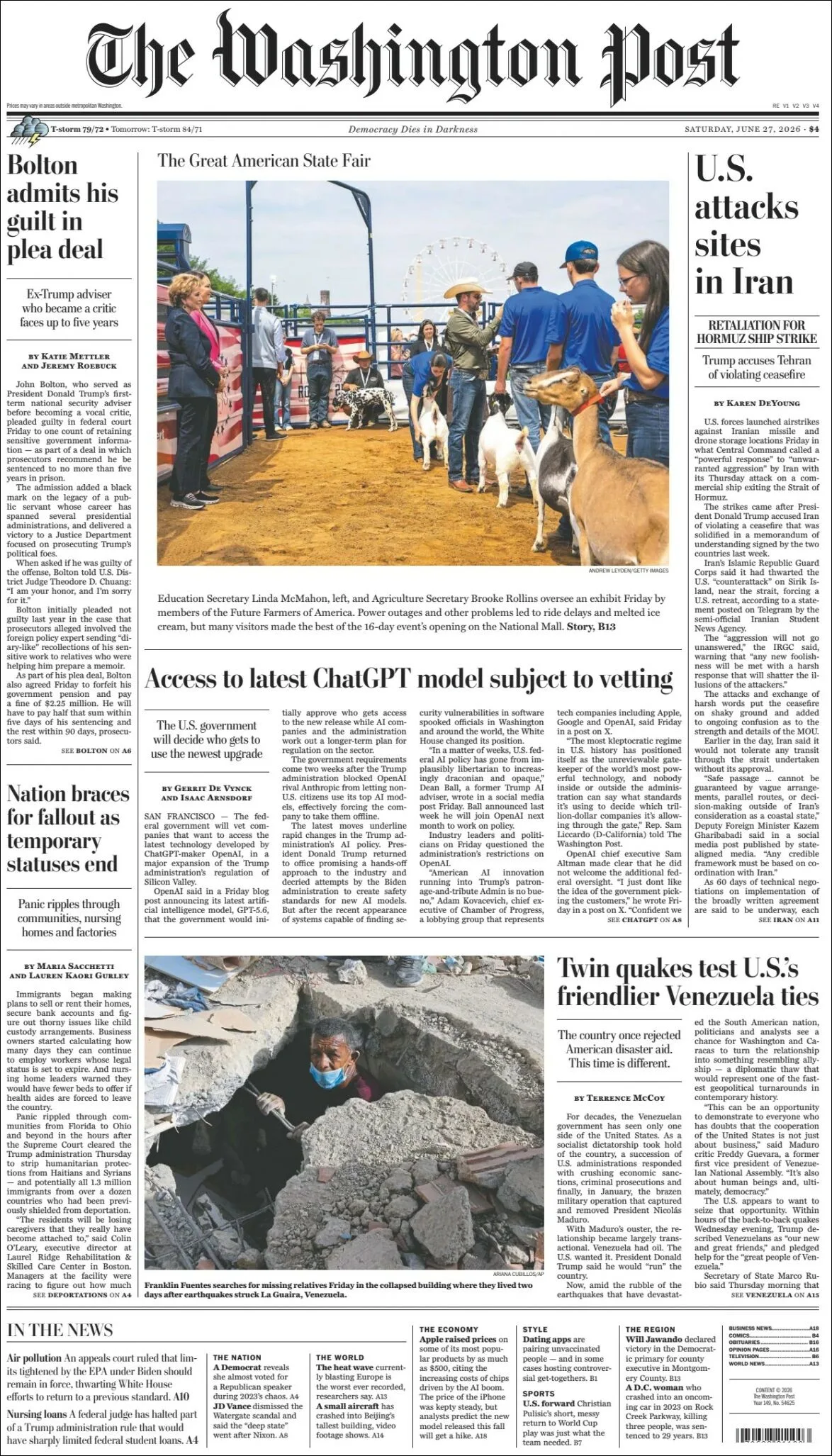 Portada de The Washington Post
