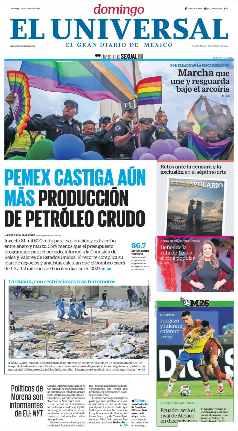 Portada de El Universal