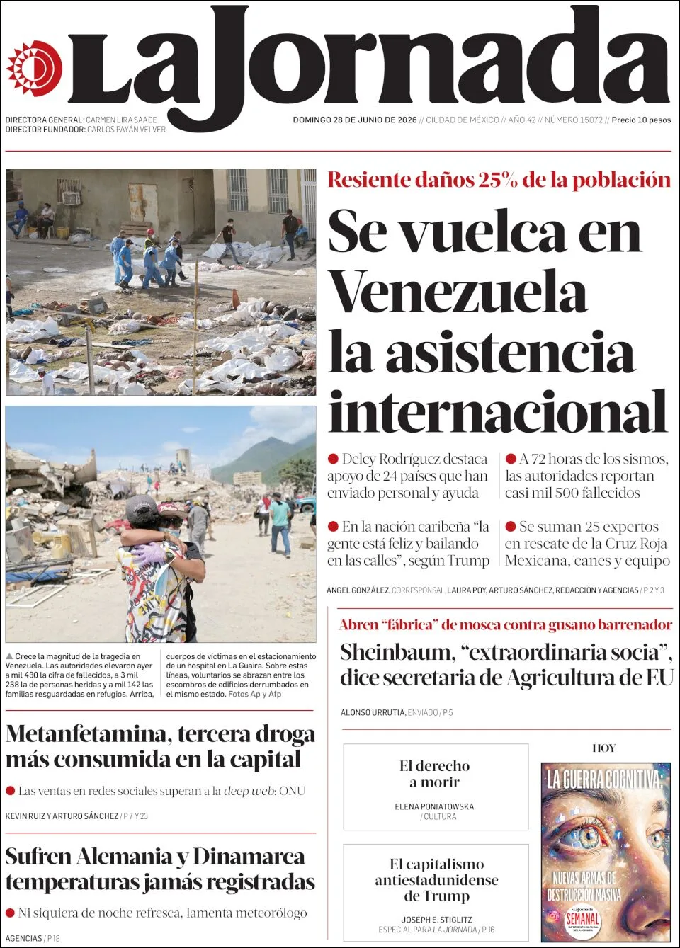Portada de La Jornada