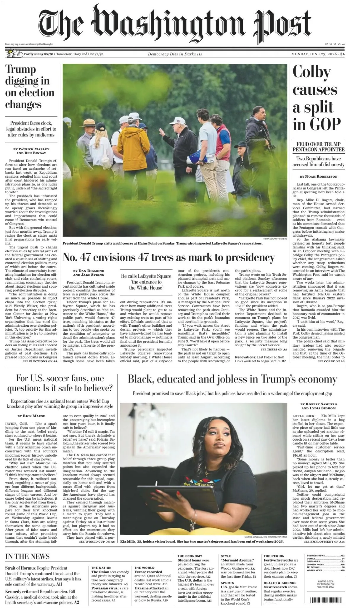 Portada de The Washington Post