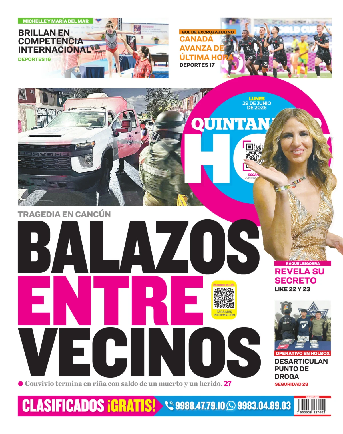 Portada de Quintana Roo Hoy (contraportada)