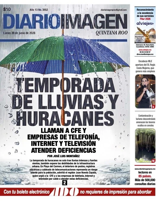Portada de Diario Imagen Quintana Roo del lunes, 29 de junio de 2026