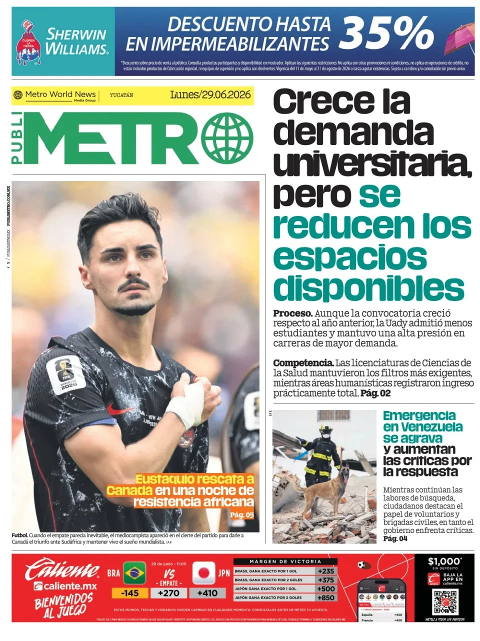 Portada de Publimetro Merida del lunes, 29 de junio de 2026