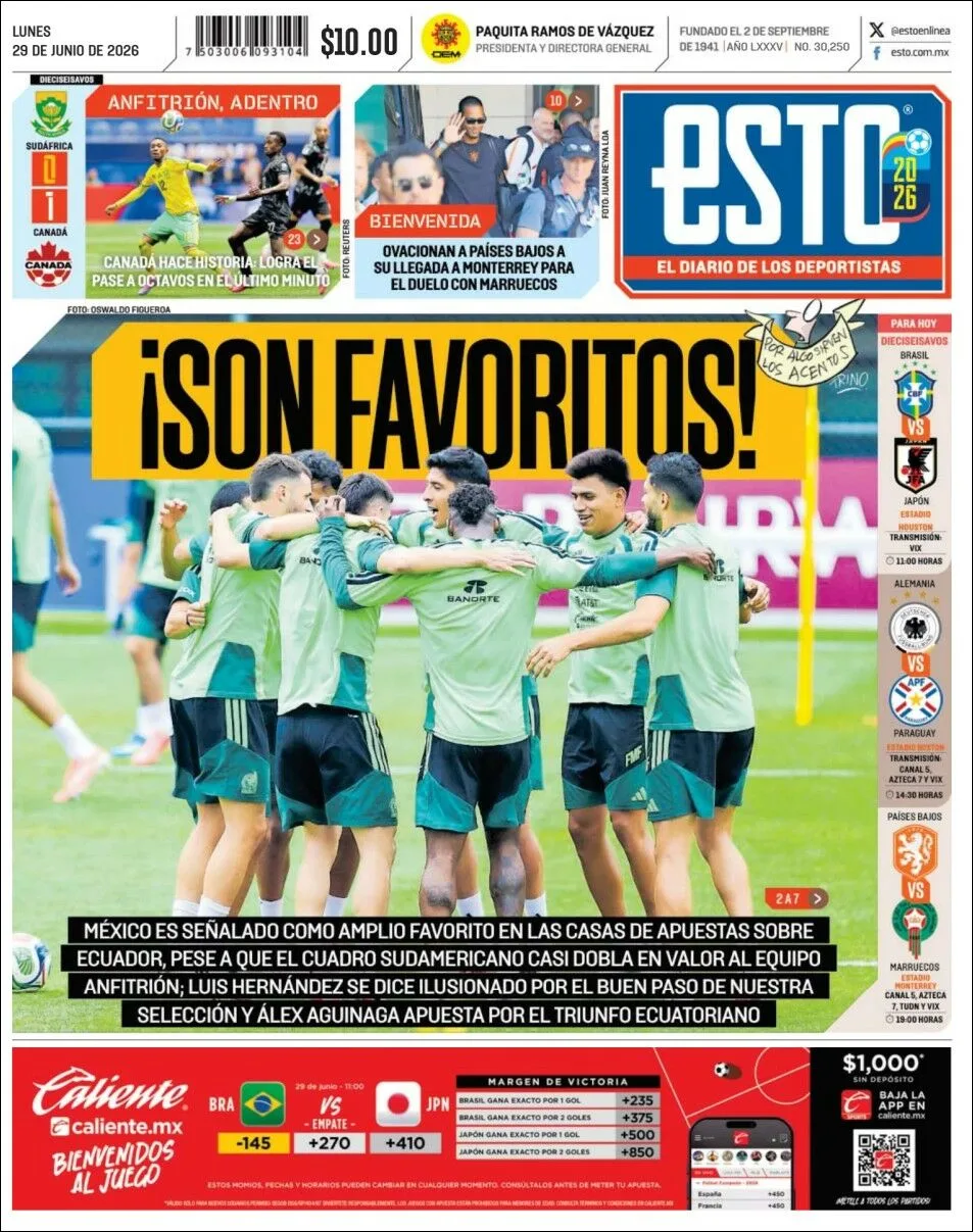 Portada de Esto del lunes, 29 de junio de 2026