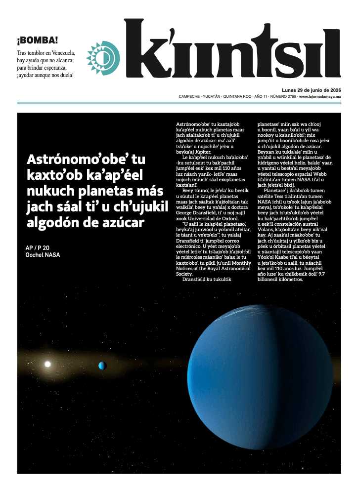 Portada de La Jornada - Kiintsil del lunes, 29 de junio de 2026