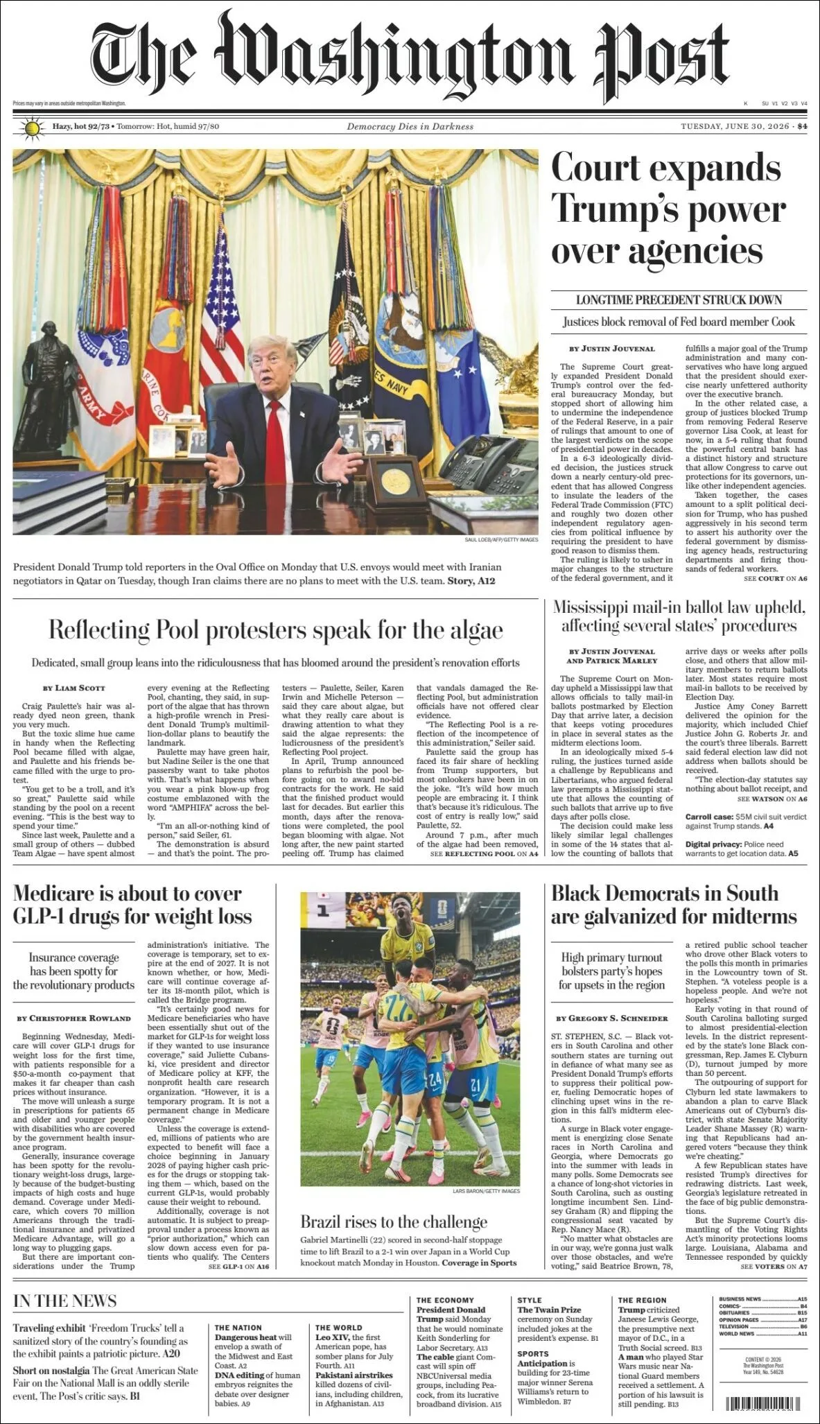 Portada de The Washington Post
