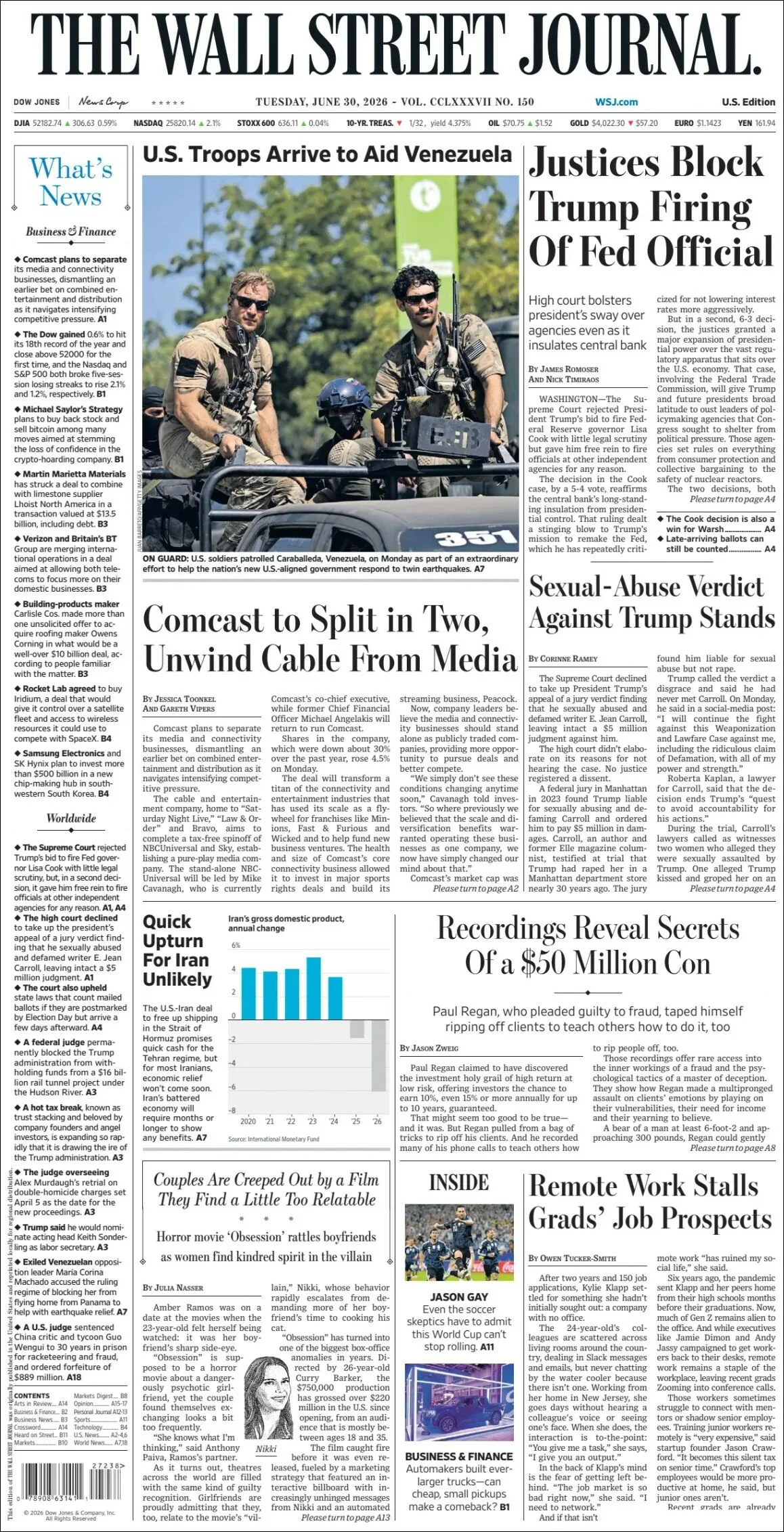 Portada de The Wall Street Journal