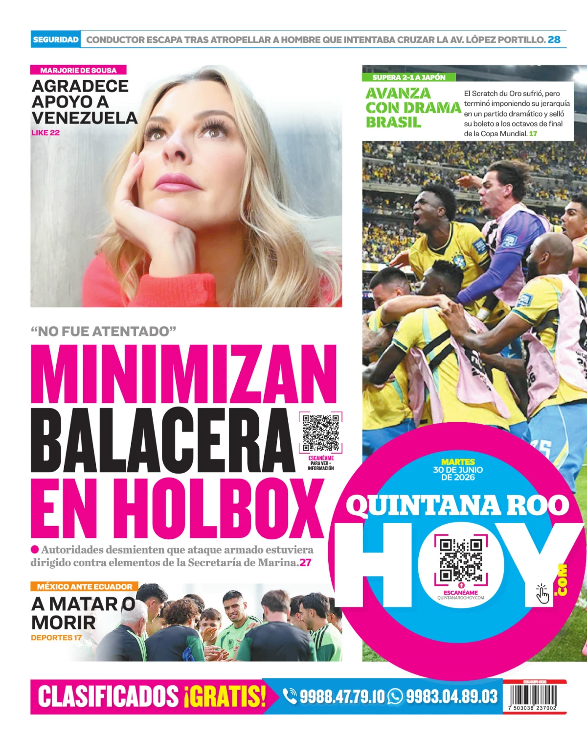 Portada de Quintana Roo Hoy (contraportada)