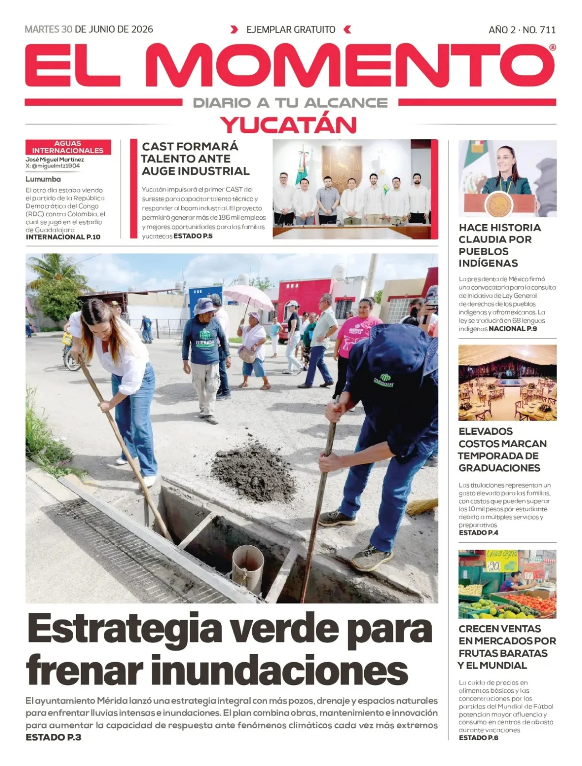Portada de El Momento Yucatan del martes, 30 de junio de 2026