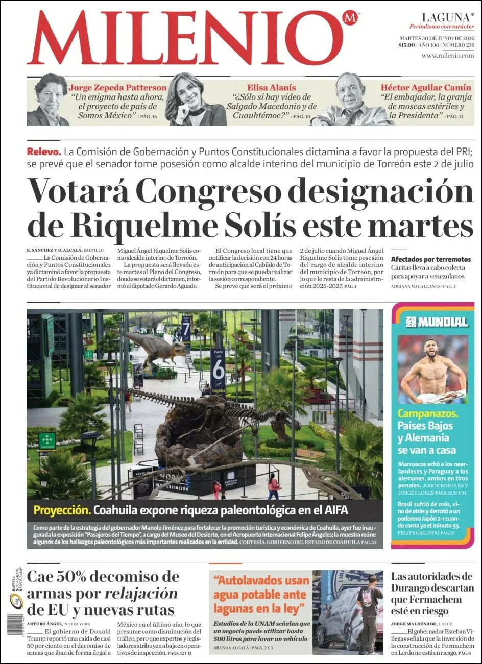 Portada de Milenio Laguna del martes, 30 de junio de 2026