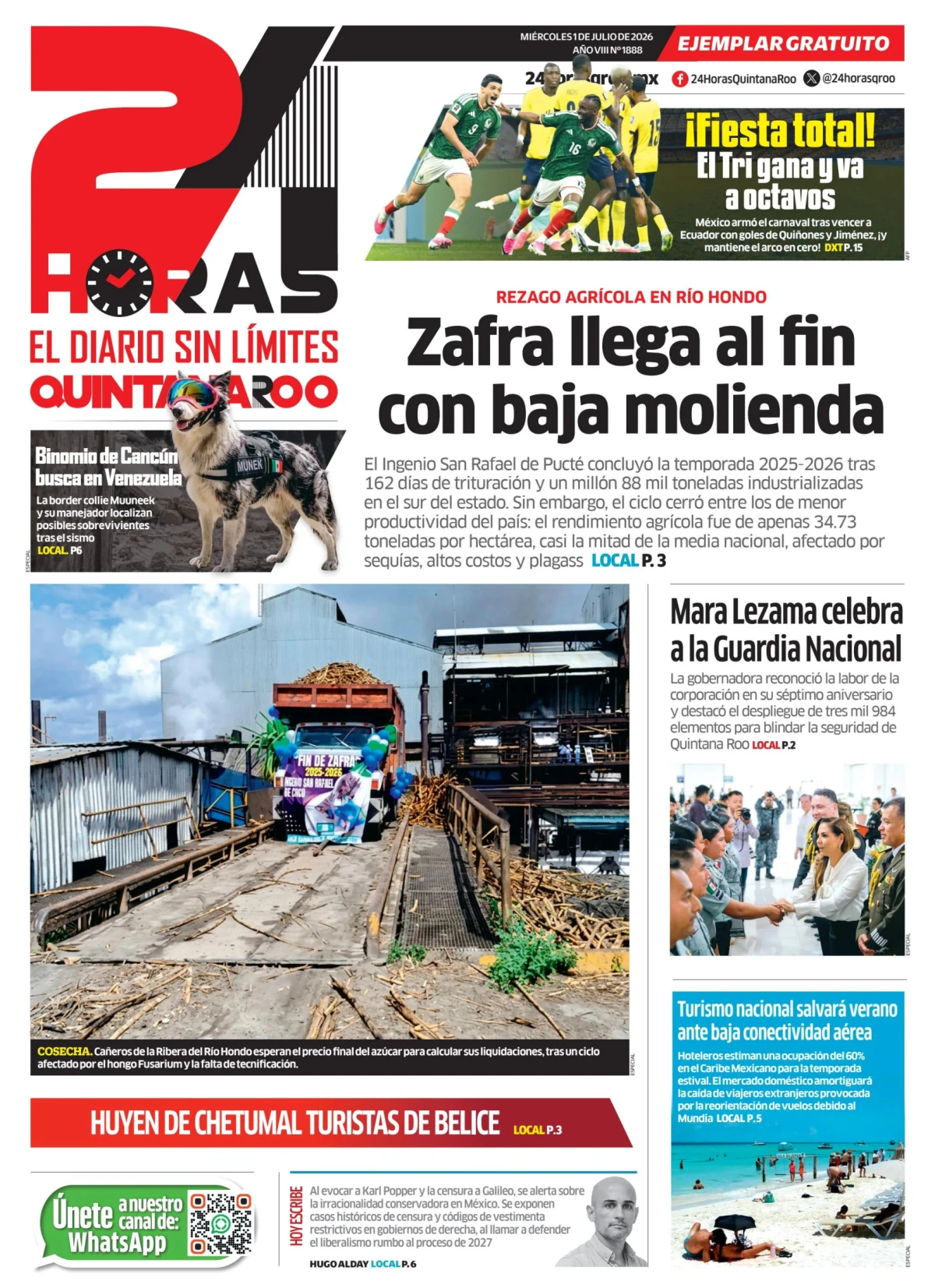 Portada de 24 Horas Quintana Roo