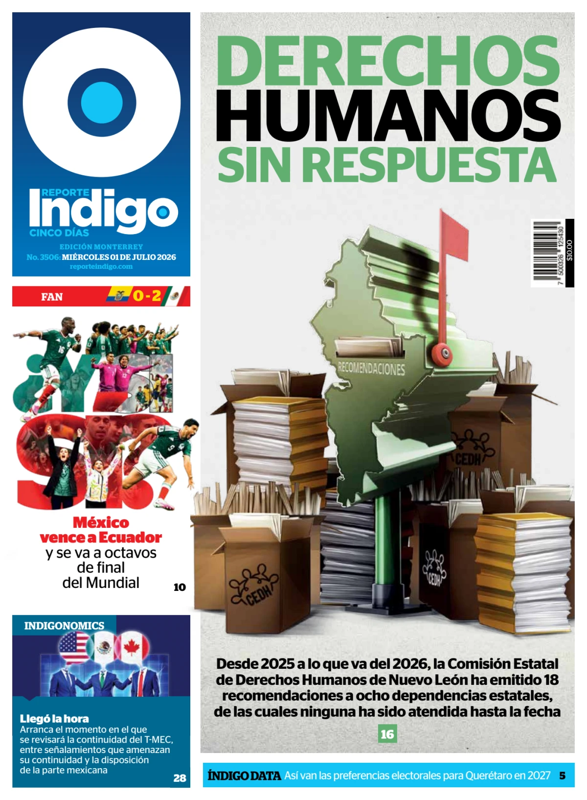 Portada de Reporte Indigo Monterrey del miércoles, 1 de julio de 2026