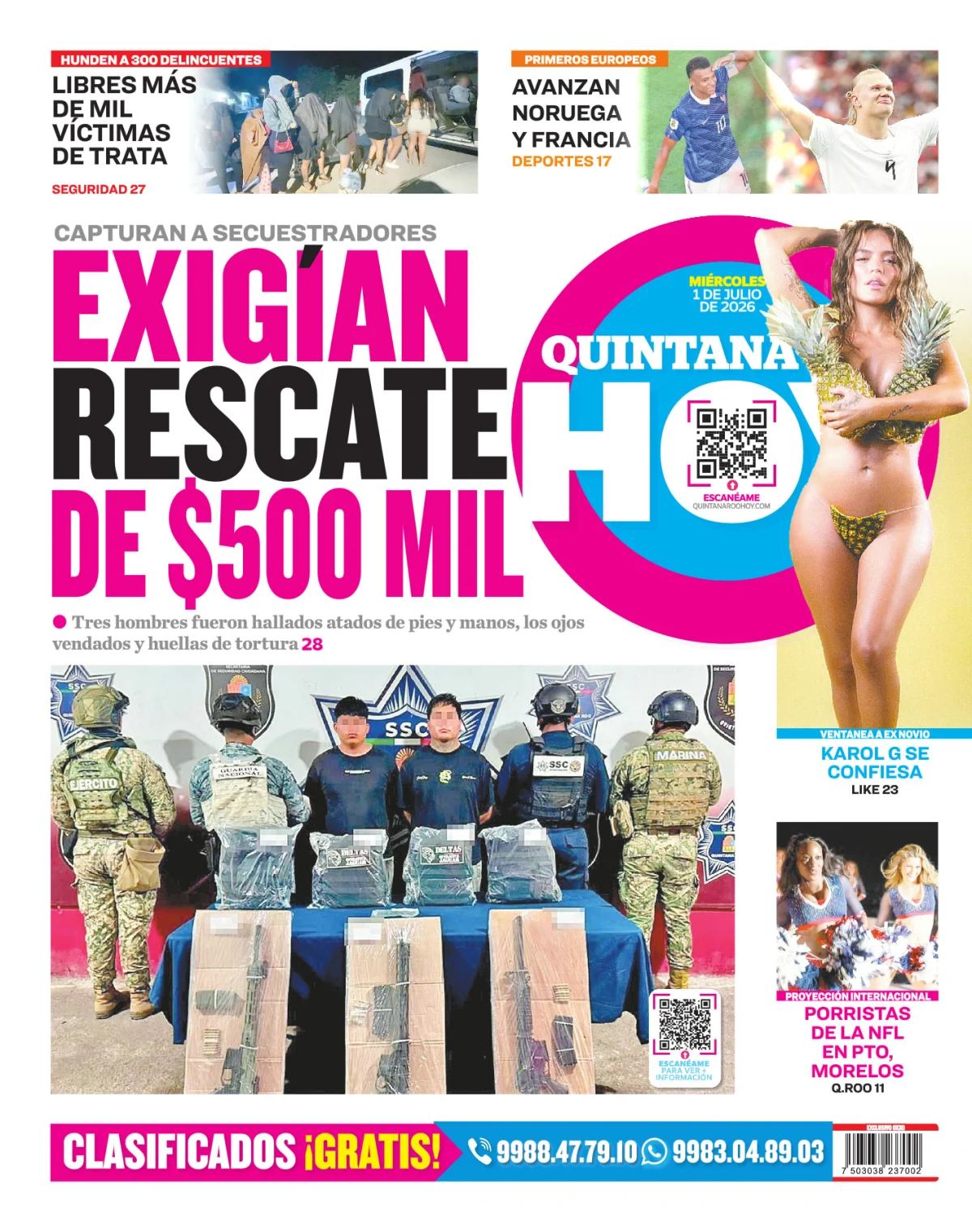 Portada de Quintana Roo Hoy (contraportada)