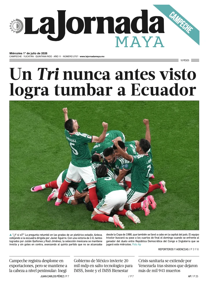 Portada de La Jornada Maya Campeche del 2026-07-01