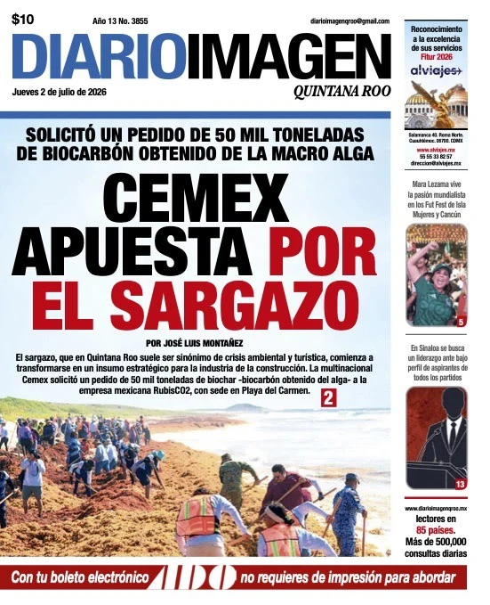 Portada de Diario Imagen Quintana Roo del jueves, 2 de julio de 2026