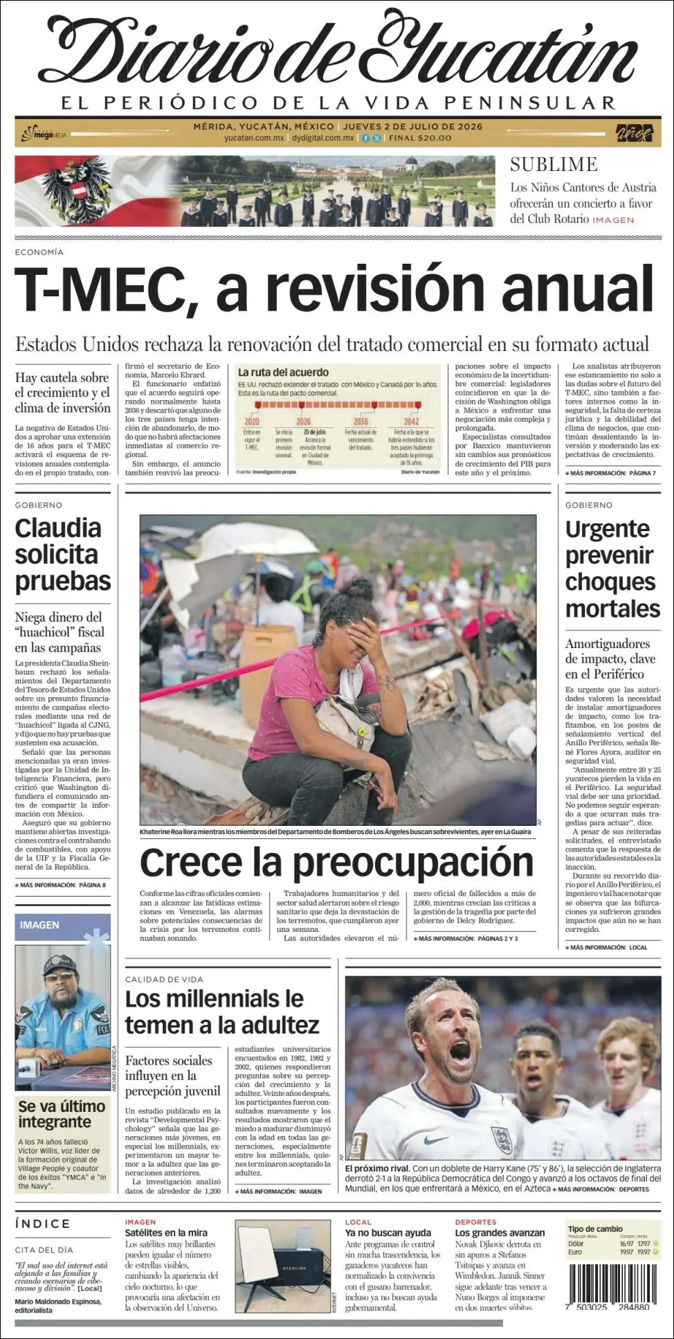 Portada de Diario de Yucatán del jueves, 2 de julio de 2026
