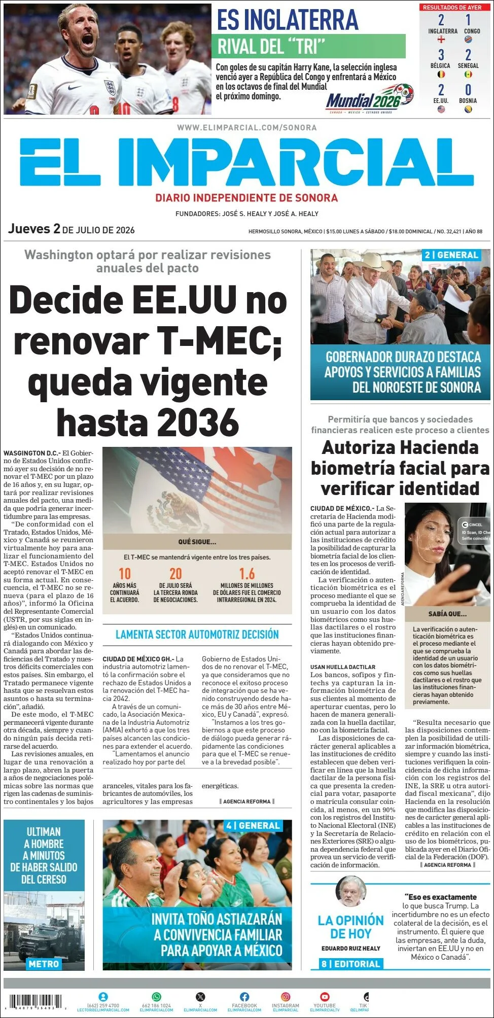 Portada de El Imparcial