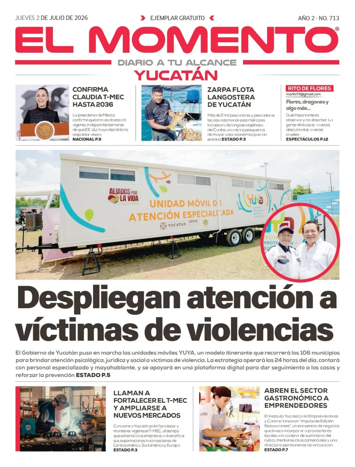 Portada de El Momento Yucatan del jueves, 2 de julio de 2026