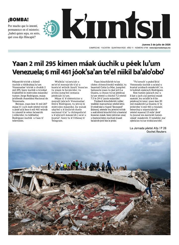 Portada de La Jornada - Kiintsil del jueves, 2 de julio de 2026