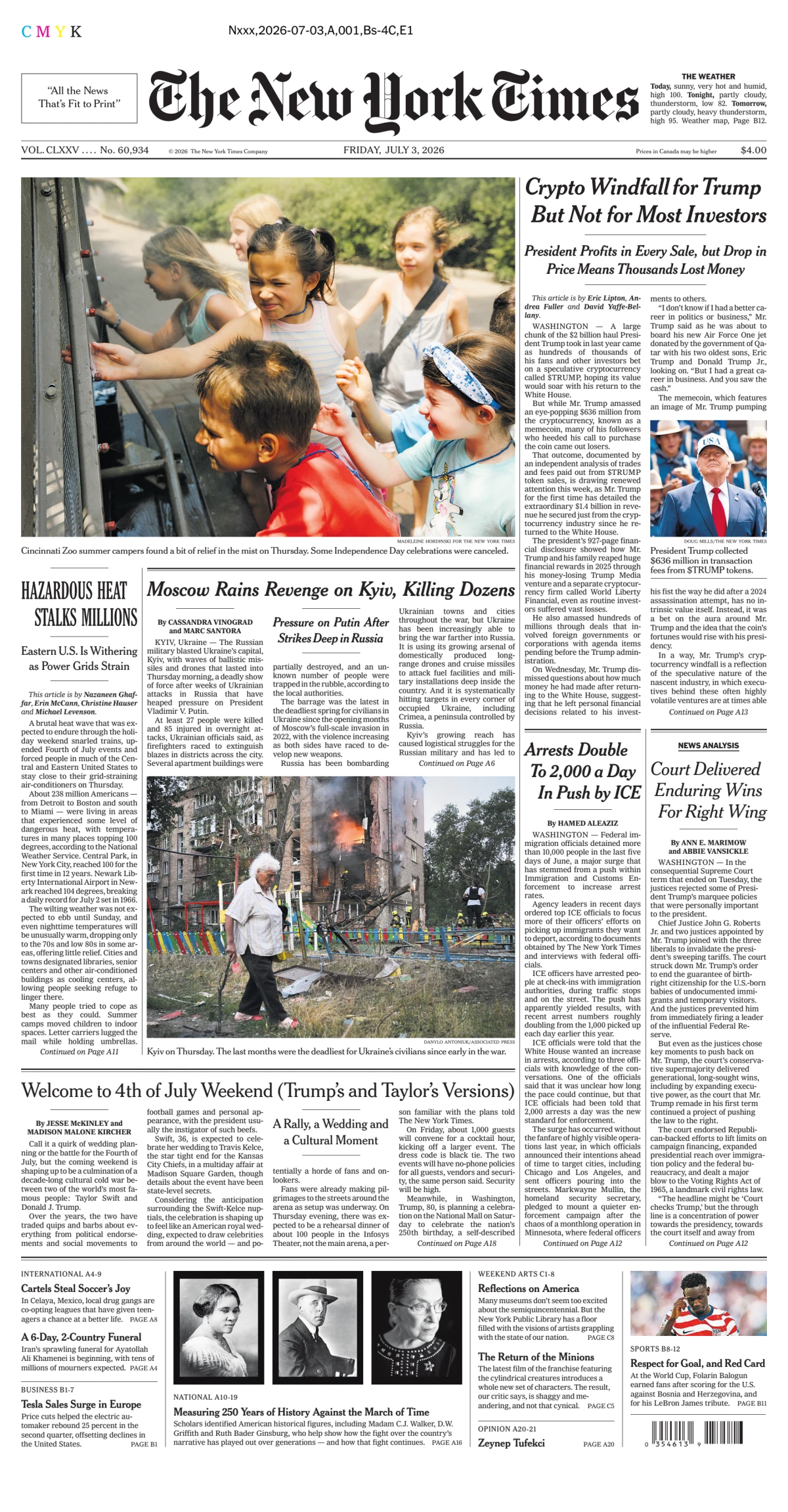 Portada de The New York Times (new York) del viernes, 3 de julio de 2026