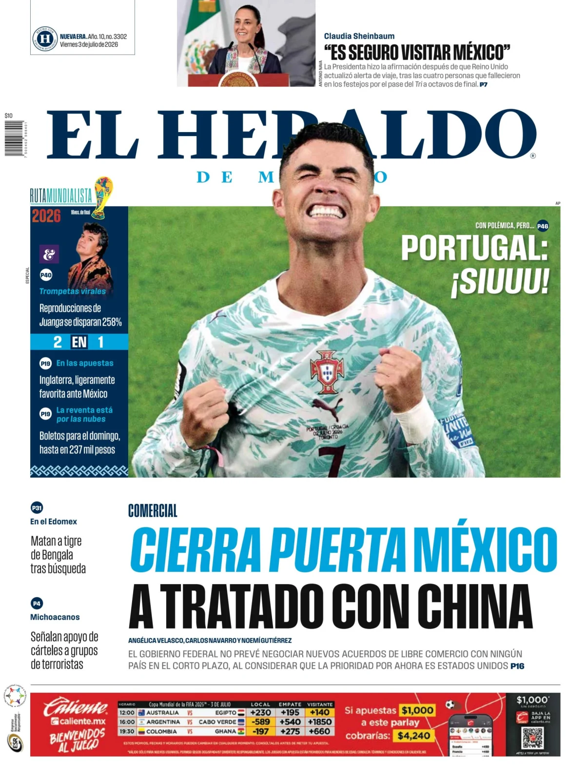 Portada de El Heraldo de Mexico