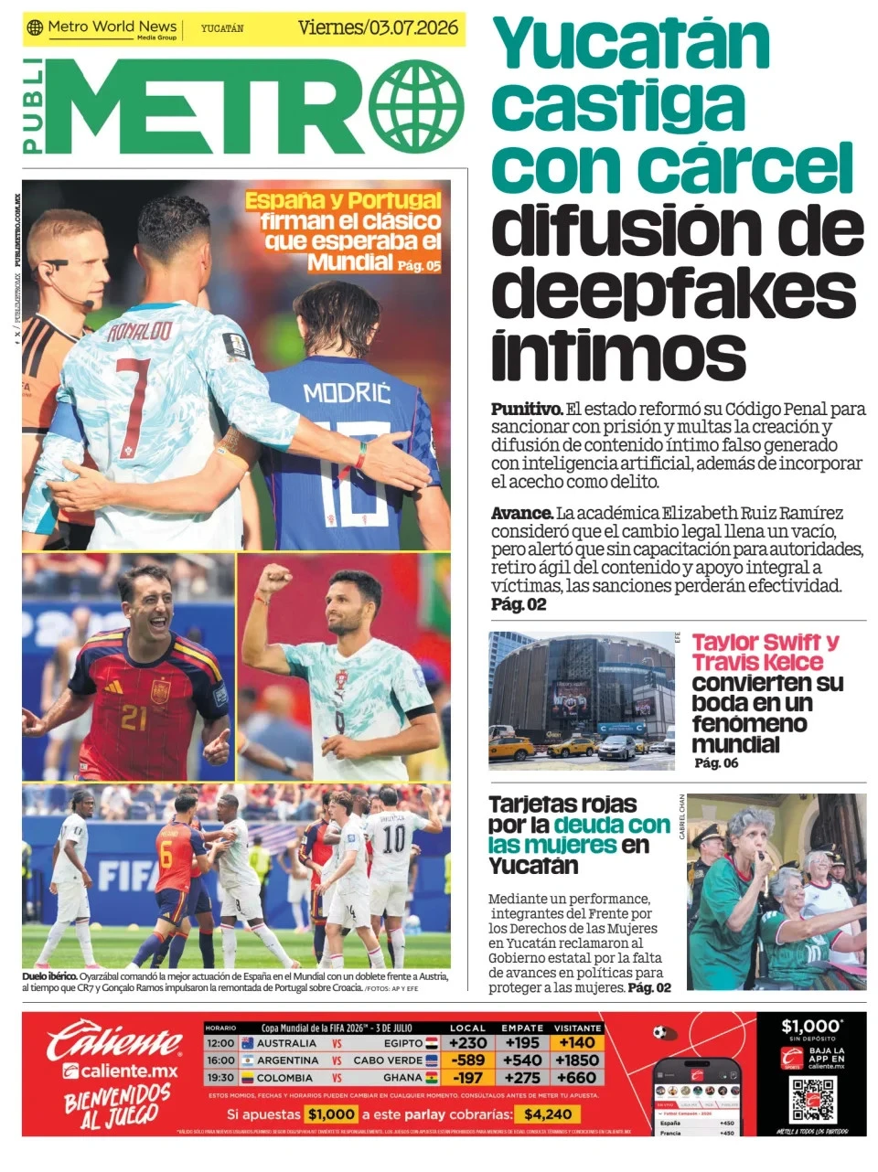 Portada de Publimetro Merida del viernes, 3 de julio de 2026