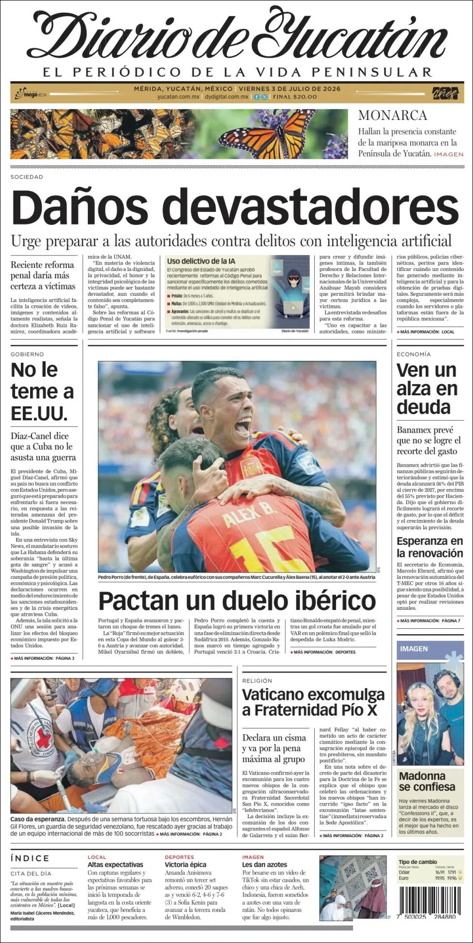 Portada de Diario de Yucatán