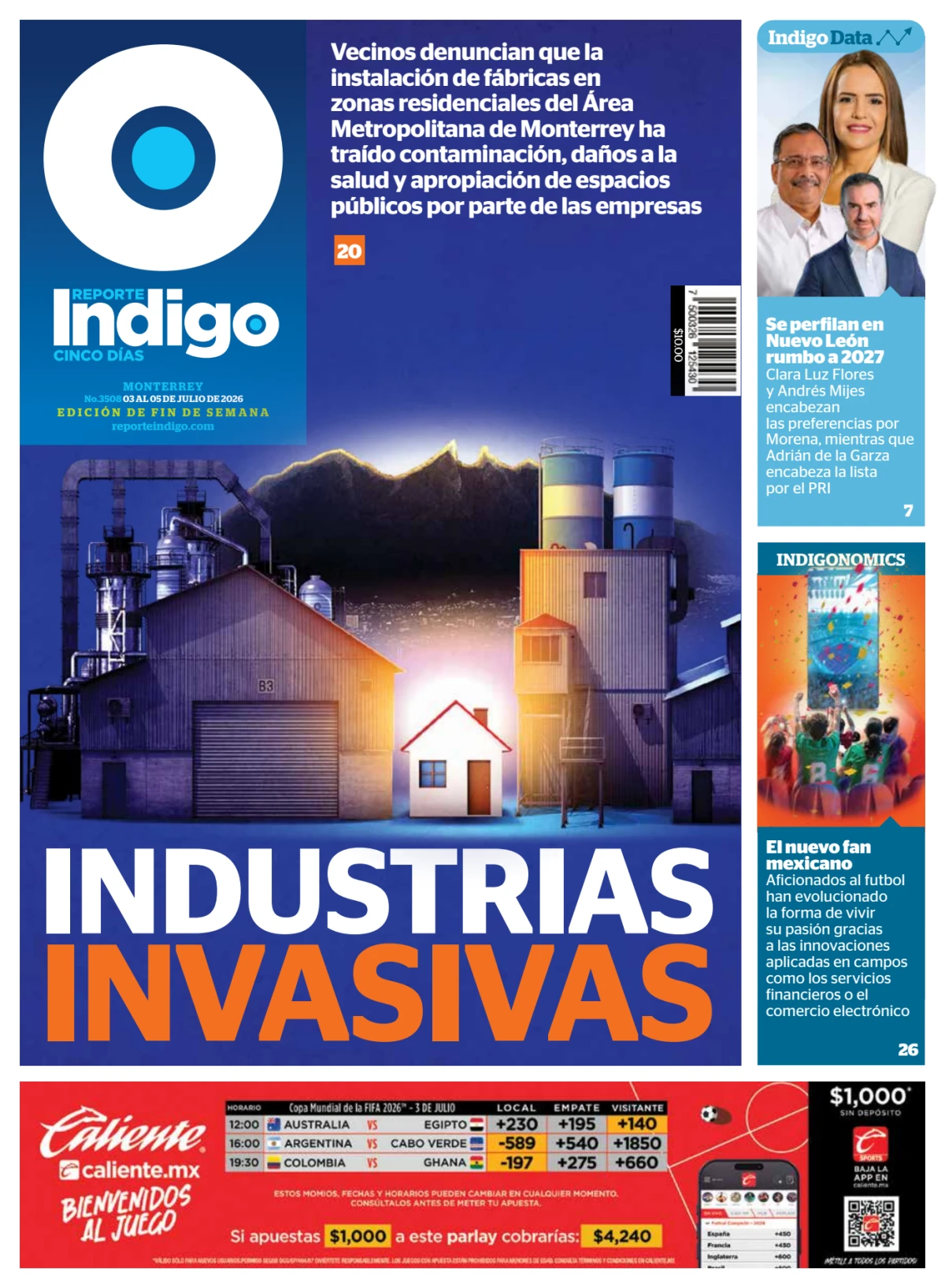 Portada de Reporte Indigo Monterrey del viernes, 3 de julio de 2026