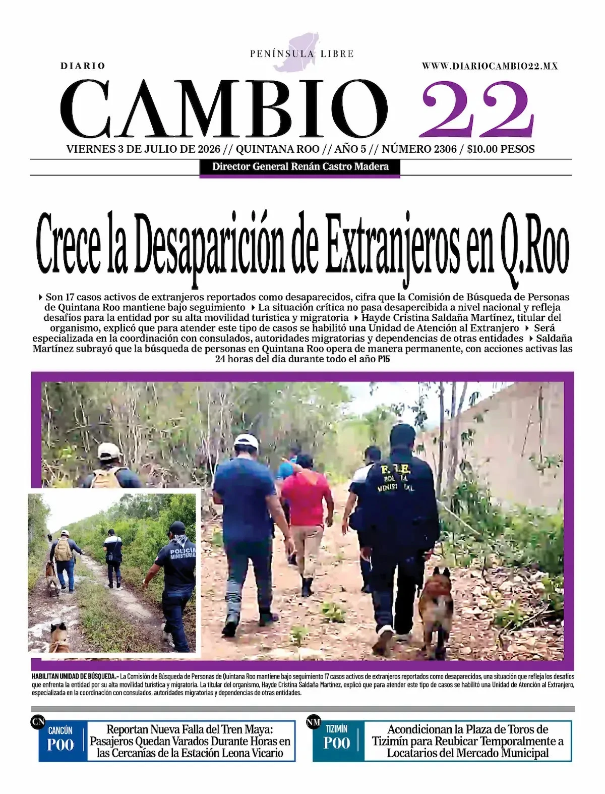Portada de Diario Cambio 22 (portada)